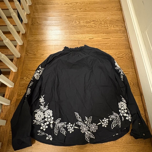 Pilcro Anthropologie Tavi Floral Embroidered Linen Buttondown 3X Plus Boho - Picture 9 of 9